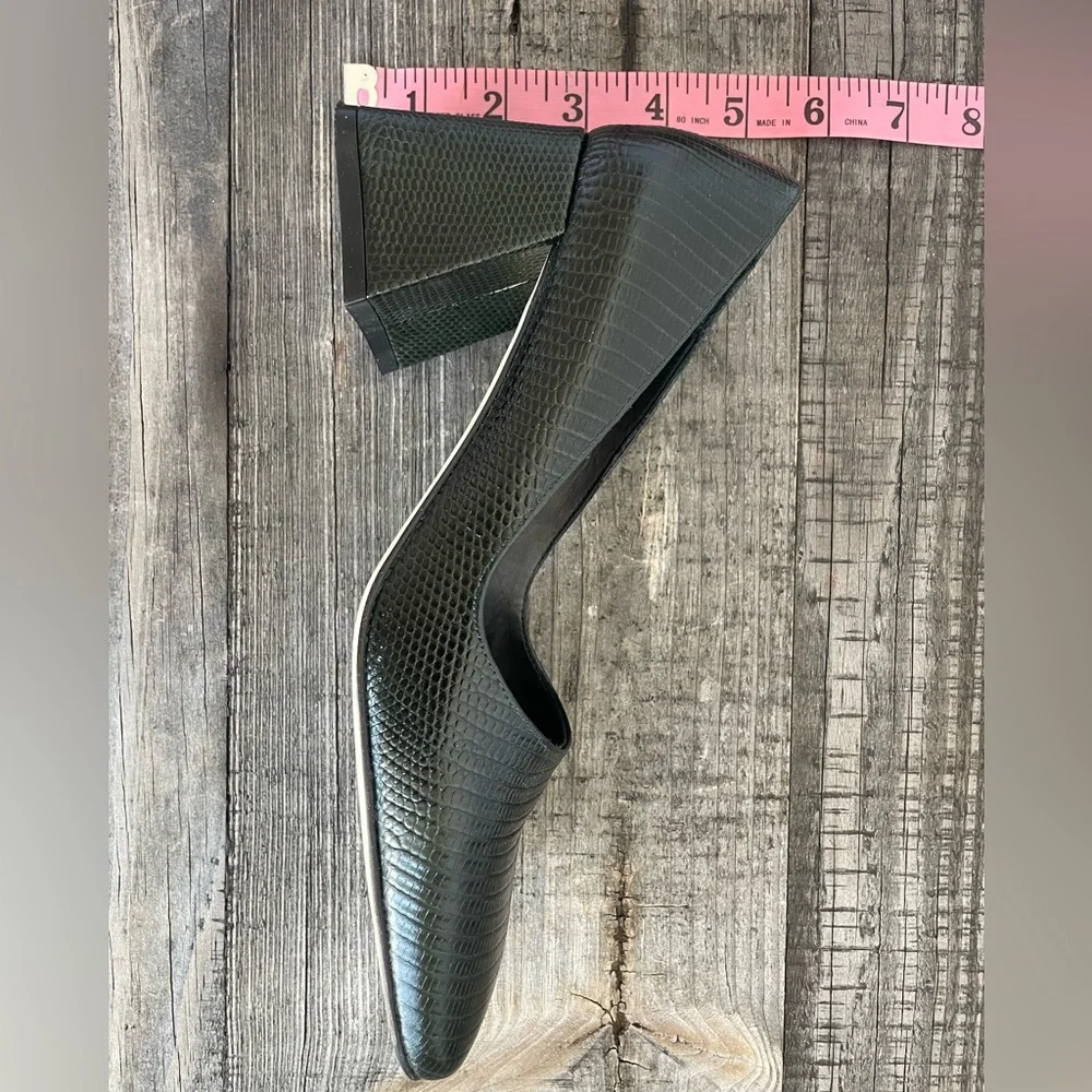 Miista Aloisie Bottle Green Lizard Effect Leather Heels - Picture 6 of 8